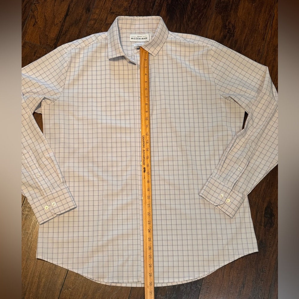 Mizzen + Main Leeward Button Shirt Mens XL Standard Fit White Blue Pink Check - Picture 5 of 12